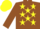 Brown, Yellow stars, Brown sleeves, Yellow cap