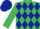 EMERALD GREEN & DARK BLUE DIAMONDS, dark blue cap