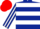 Dark Blue, White hoops, striped sleeves, Red cap