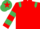Red, Emerald Green epaulets, hooped sleeves, Emerald Green cap, Red star
