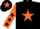 Black, Orange star, Orange sleeves, Black stars, Black cap, Orange star