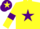 Yellow, Purple star and armlets, Purple cap, Yellow star