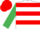 White, Red hoops, Emerald Green sleeves, Red cap