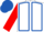 White, royal blue seams, red sleeves, royal blue cap