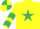 Yellow, Emerald Green star and chevrons on sleeves, quartered cap