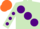 Light Green, large Purple spots, Light Green sleeves, Purple spots, Orange cap