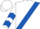 WHITE, royal blue sash, royal blue chevrons on sleeves, white cap