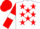 White, Red stars, Red sleeves, White armlets, Red cap