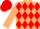 Beige and Red diamonds, Red cap