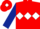 Red, White triple diamond, Dark Blue sleeves, Red cap, White diamond