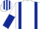 White, Dark Blue braces, halved sleeves and striped cap