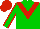 Green, red chevron, green sleeves, red seams, red cap