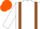 White, Brown braces, Amber cap
