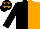 Black and Orange (halved), Black sleeves, Black cap, Orange stars