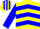 Yellow and blue chevrons, Blue sleeves, Striped cap