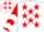 WHITE, red stars, red sleeves, white chevrons, white cap, red stars