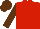 Red, Brown sleeves and cap