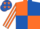 Orange and Royal Blue (quartered), Orange and White striped sleeves, Royal Blue cap, Orange stars