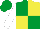 Emerald green and yellow (quartered), white sleeves, emerald green cap