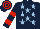 DARK BLUE, LIGHT BLUE stars, DARK BLUE and RED hooped sleeves and cap