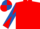 Red, Red and Royal Blue diabolo on sleeves, quartered cap