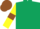 Dark Green, Yellow sleeves, Brown armlets, Brown cap