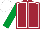 Maroon, White seams, Emerald Green sleeves, White cap