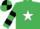 Emerald Green, White star, Emerald Green and Black hooped sleeves, quartered cap