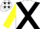 White, Black cross belts, Yellow sleeves, White cap, Black stars
