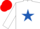 WHITE, royal blue star, red cap