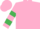 PINK, pink & emerald green hooped sleeves, pink cap