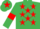 Emerald Green, Red stars, armlets and star on cap
