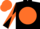 BLACK, orange disc, diabolo on sleeves, orange cap