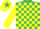 EMERALD GREEN & YELLOW CHECK, yellow sleeves, emerald green armlet, yellow cap, emerald green star