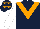 DARK BLUE, orange chevron, white sleeves, dark blue cap, orange stars