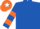 ROYAL BLUE, orange hooped sleeves, orange cap, white star