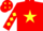RED, yellow star, yellow diamonds on sleeves & cap