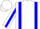 White, blue braces, blue stripe on sleeves, white cap