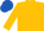 Gold, royal blue fleur de lis, royal blue cap