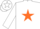 White, burnt orange star, burnt orange band on sleeves
