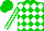 Green, white diamonds, white stripes on sleeves