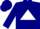 Navy blue, white triangle emblem