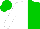 White and green halves, white sleeves, green cap