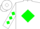 White, Green Diamond Belt, Green Diamonds on Sleeves