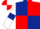 Dark Blue and Red (quartered), White sleeves, Dark Blue armlets, Red and White quartered cap