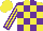 Yellow, Purple Blocks, Purple Stripes and Cuffs on Sleeves, Yellow Cap