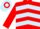 RED, LIGHT BLUE chevrons on body, hooped cap