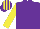 PURPLE, yellow sleeves, striped cap