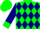 Green & navy blue diamonds, green cuffs on navy blue sleeves