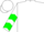 White, green saguaro cactus & blue coyote on back, green chevrons on sleeves